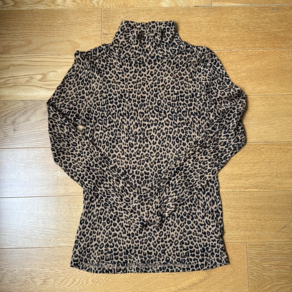 J. Crew tissue crape Leopard Print Long Sleeve Top size S